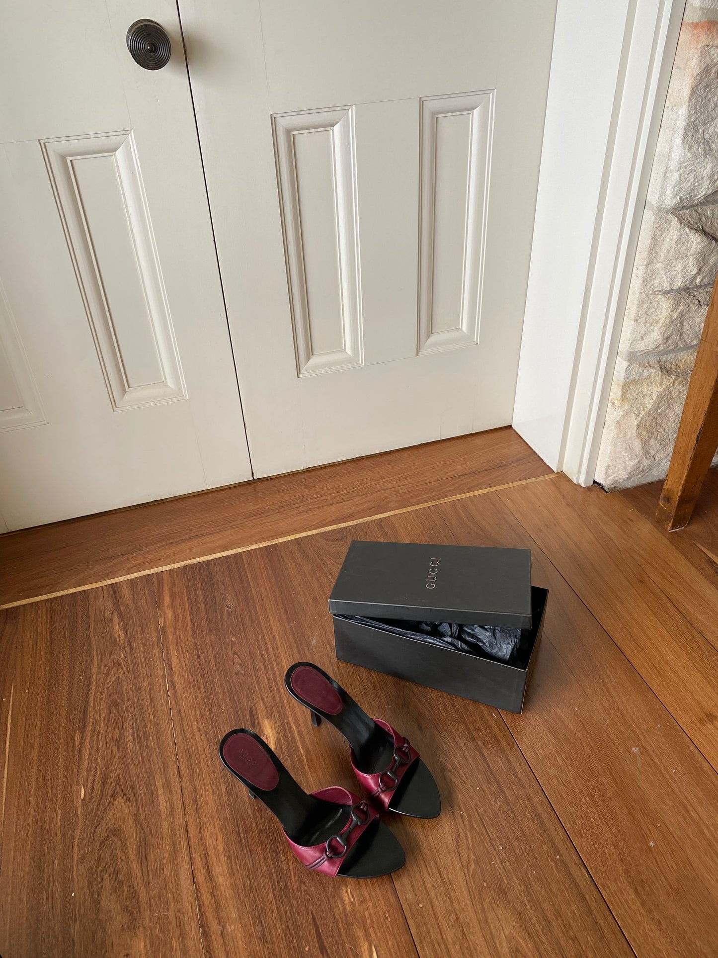 Gucci lambskin slides