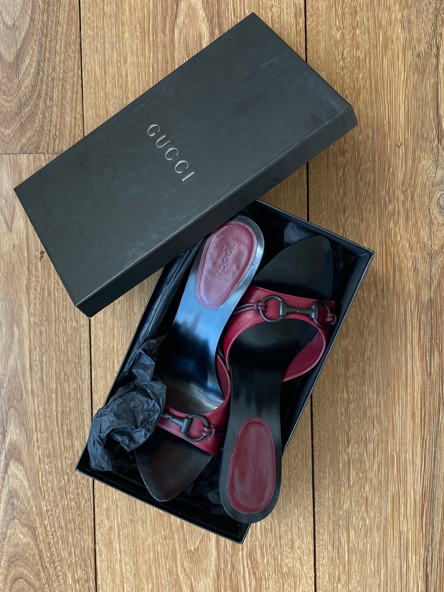 Gucci lambskin slides