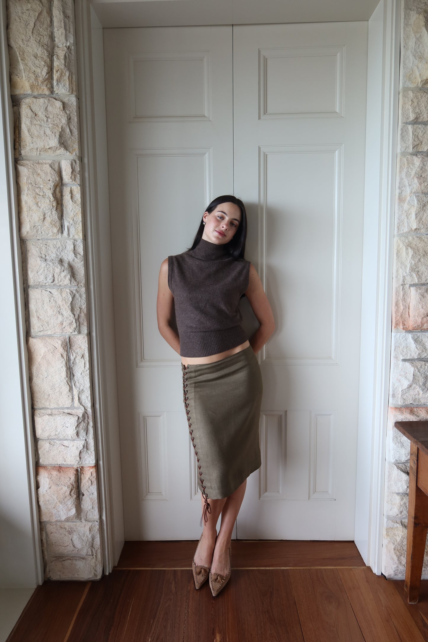 Ralph Lauren Black Label Linen Knee-Length Skirt