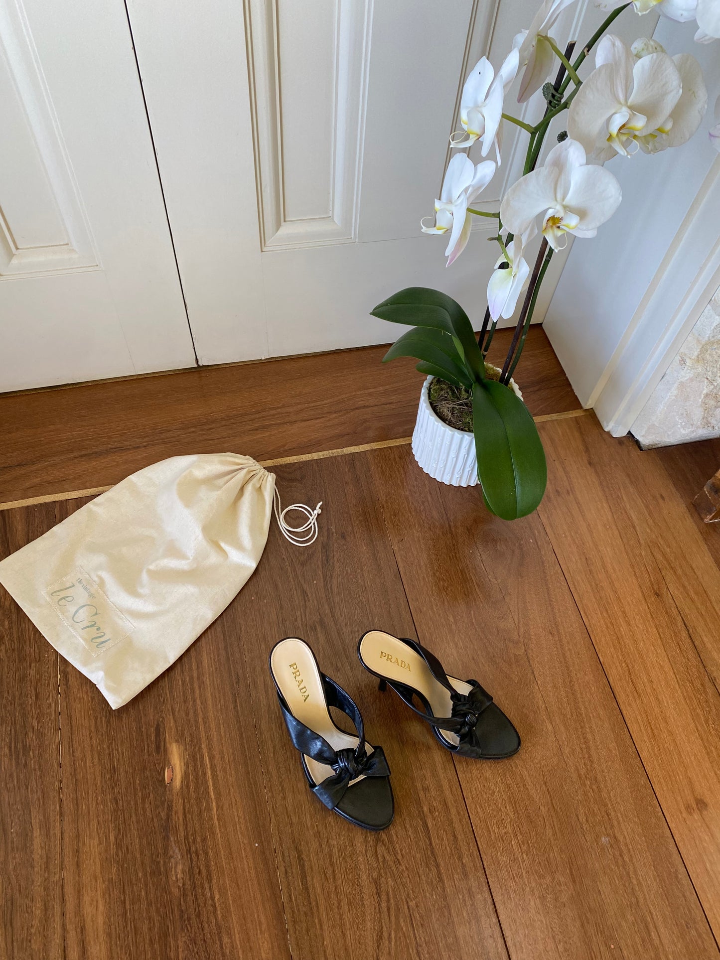Prada leather knot mules