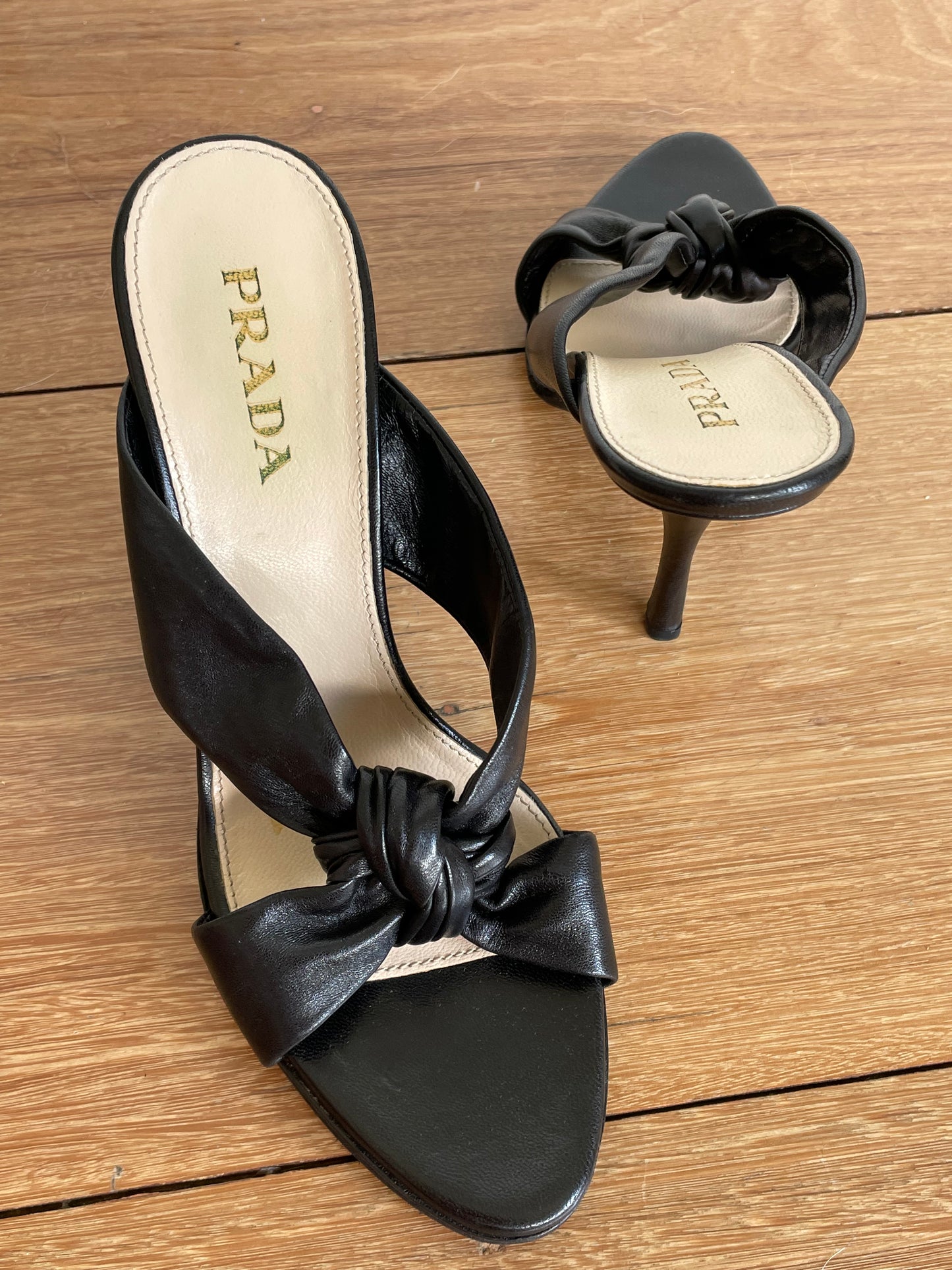 Prada leather knot mules
