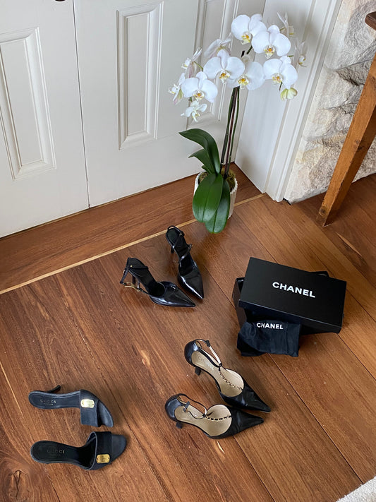 Chanel Chain-Link Accent T-Strap Pumps