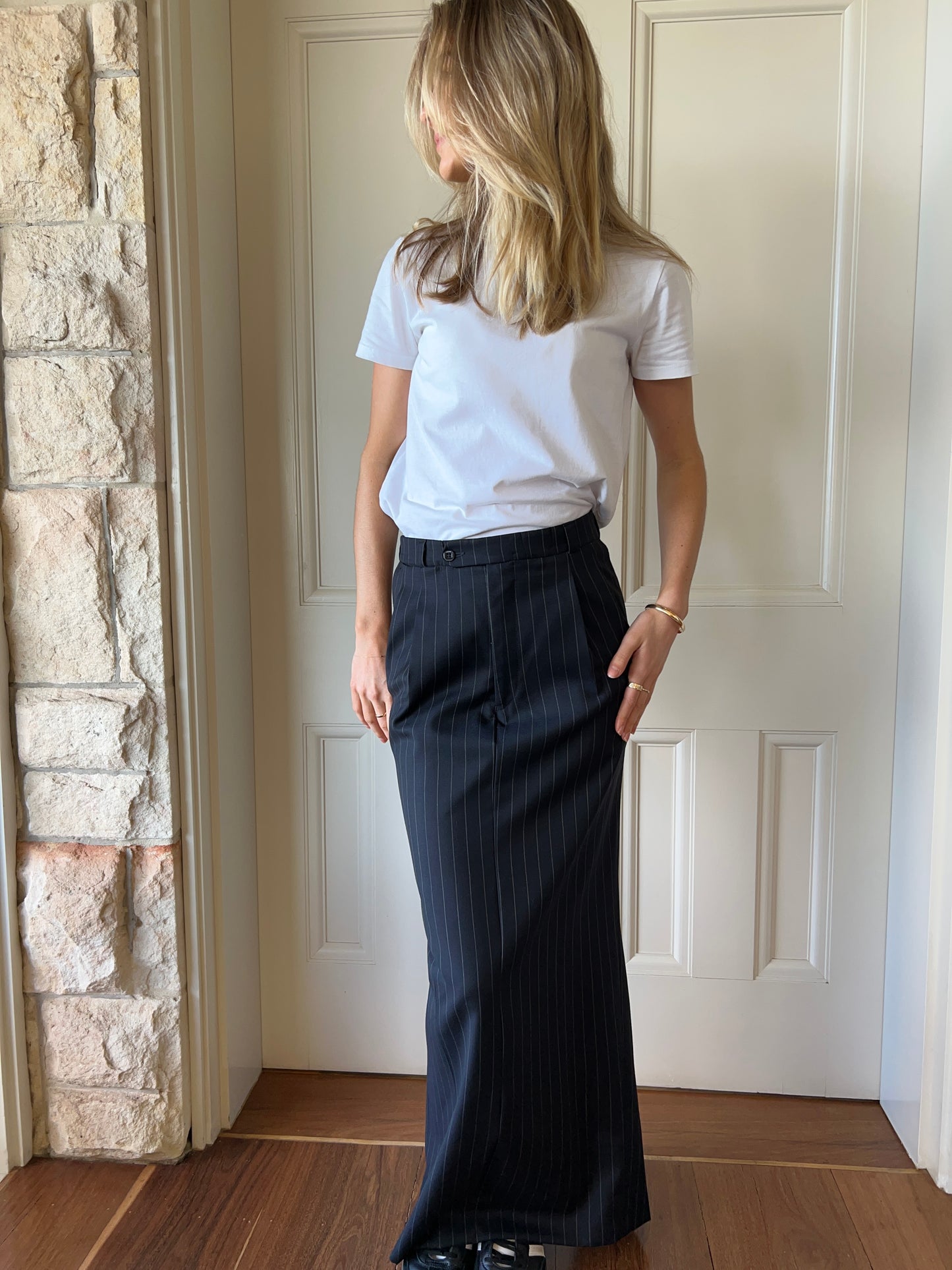 Pinstripe long skirt