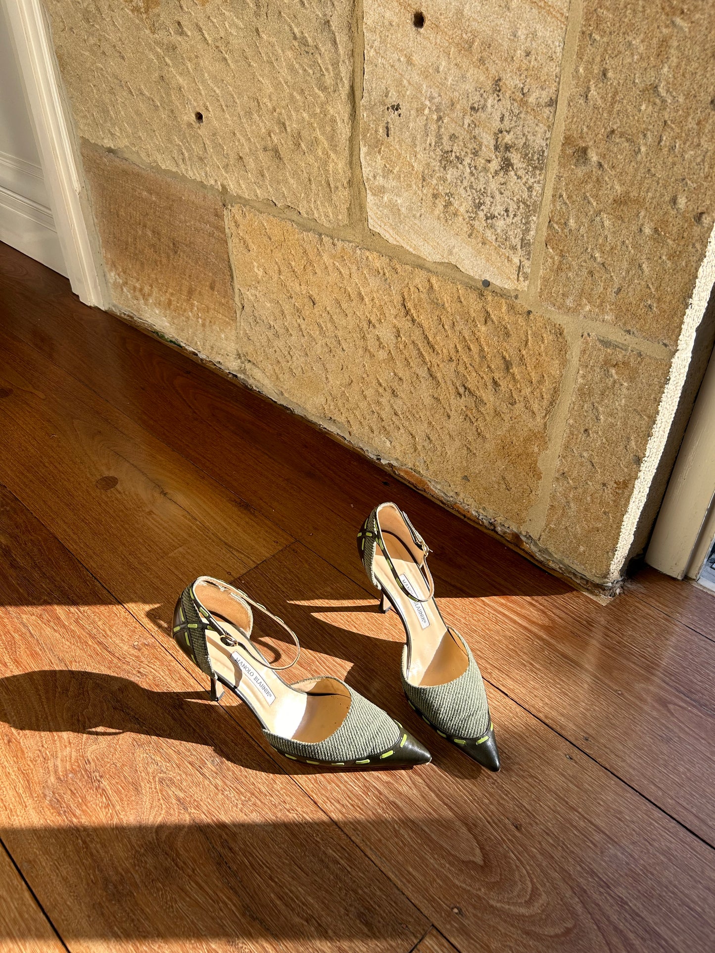 Manolo Blahnik Canvas D'Orsay Pumps