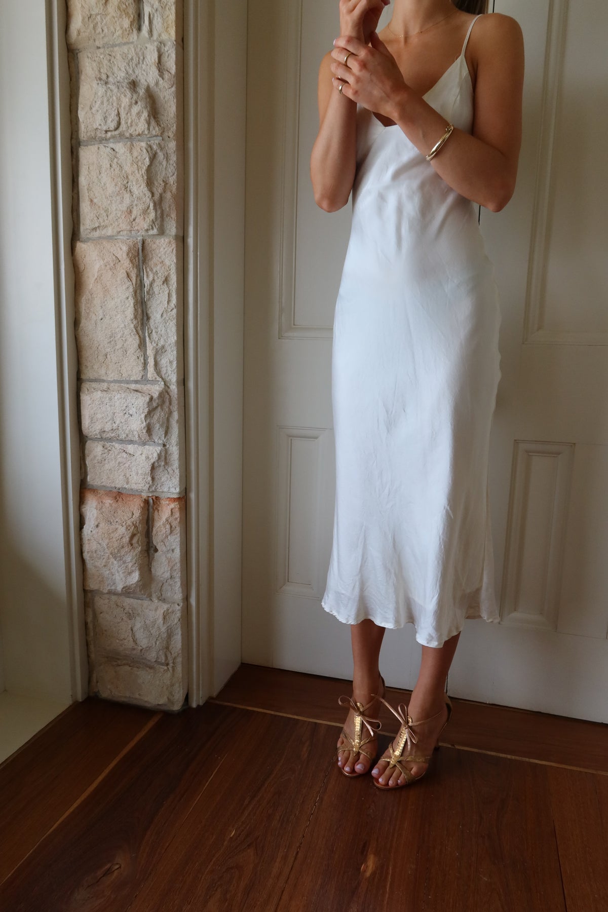 Manolo Blahnik Gold Leather Sandals