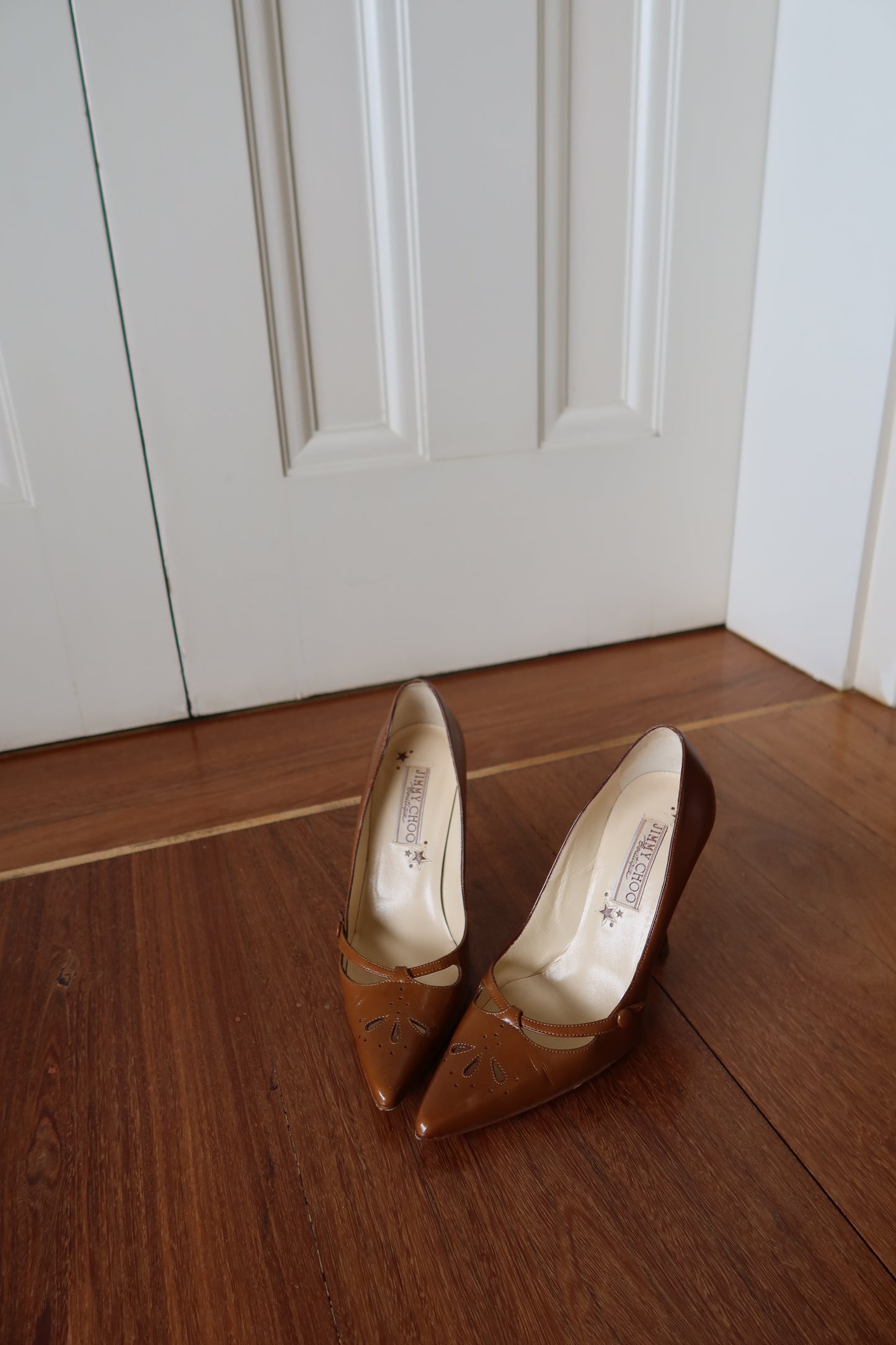 Jimmy Choo Leather Eyelet Trim Pumps