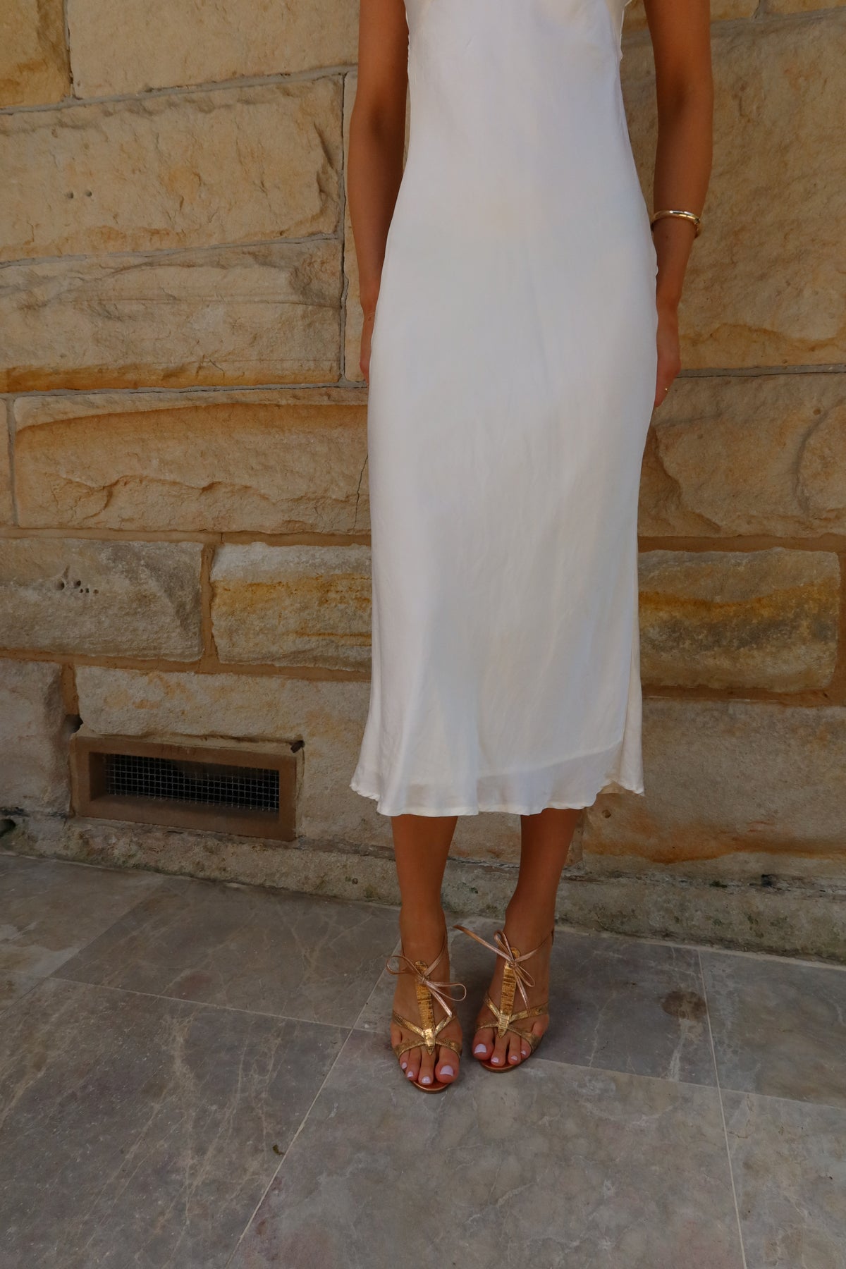 Manolo Blahnik Gold Leather Sandals