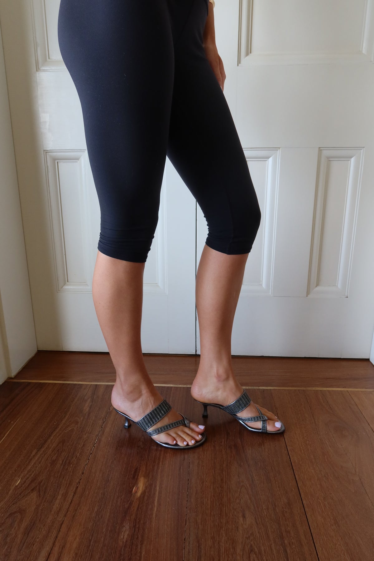 Manolo Blahnik Leather Mesh Accents Slides