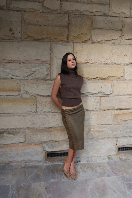 Ralph Lauren Black Label Linen Knee-Length Skirt