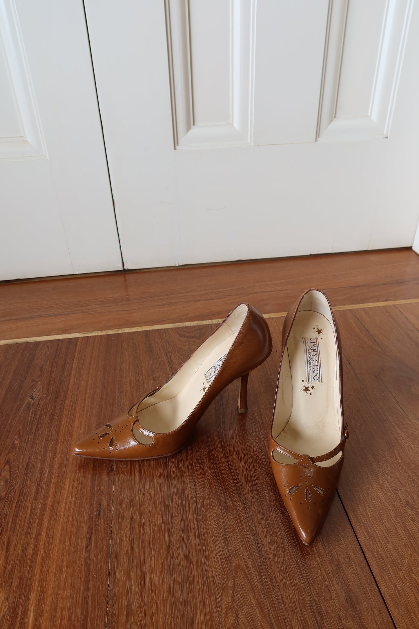 Jimmy Choo Leather Eyelet Trim Pumps